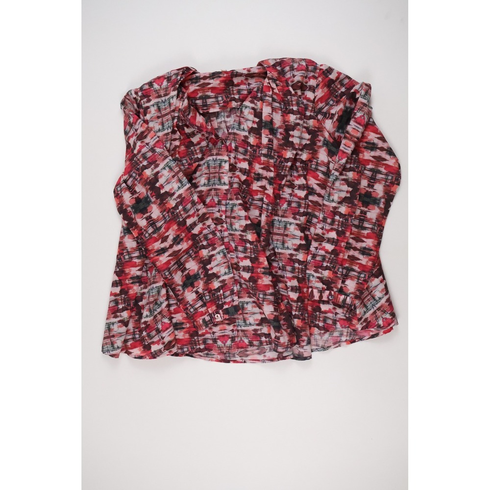 Ro's Garden Top V-Neck Abstract Print Red Black XS Cotton MSRP 145